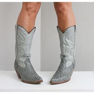 1980's Mexican Gray Leather Cowboy Boots Men's 9-1/2 to 10 Women's 11 to 11-1/2